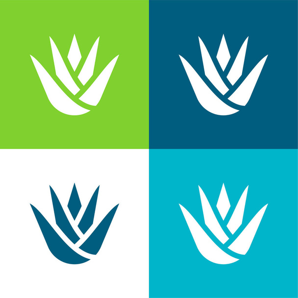 Agave Flat négy szín minimális ikon készlet - Vektor, kép