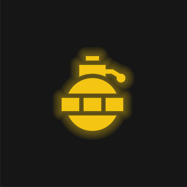 爆弾黄色の輝くネオンアイコン - ベクター画像