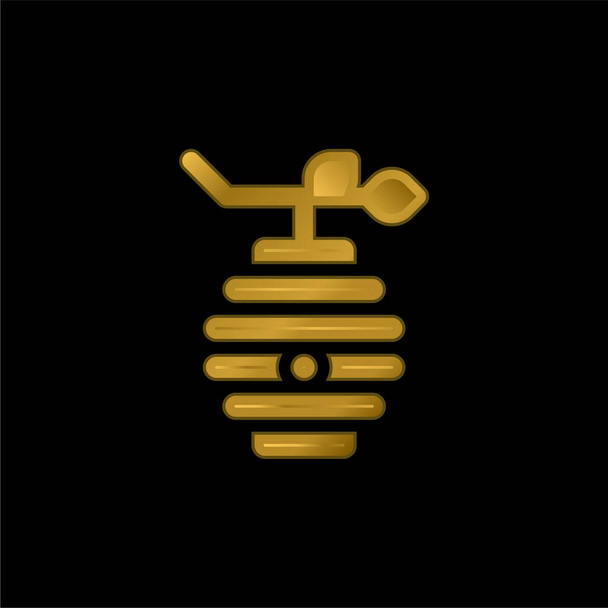 Včelí pozlacená kovová ikona nebo vektor loga - Vektor, obrázek