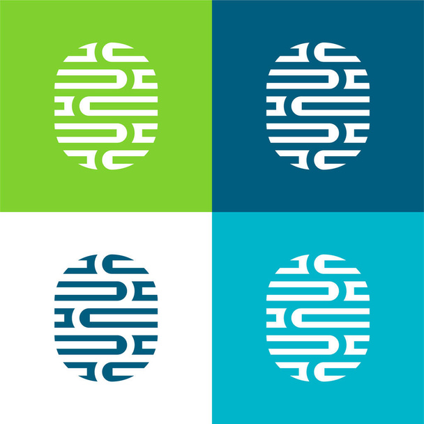 Set di icone minimali a quattro colori Brain Flat - Vettoriali, immagini