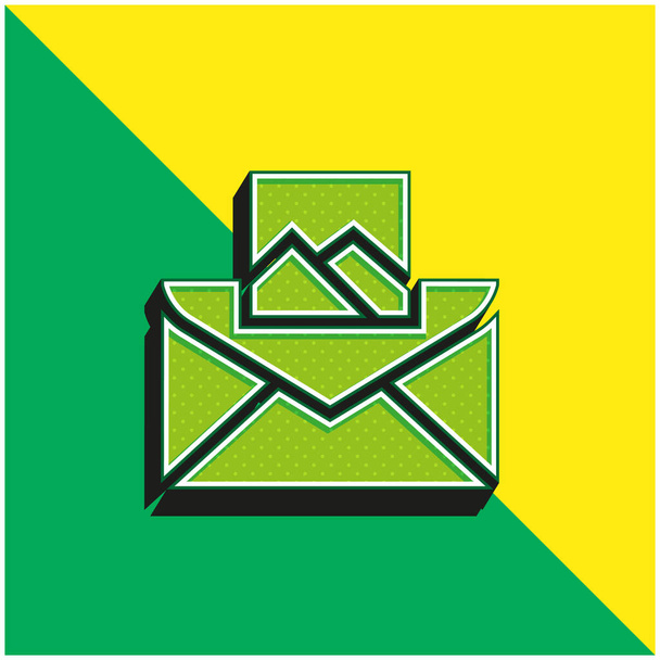 Прикрепить зеленый и желтый современный 3D логотип векторной иконки - Вектор,изображение
