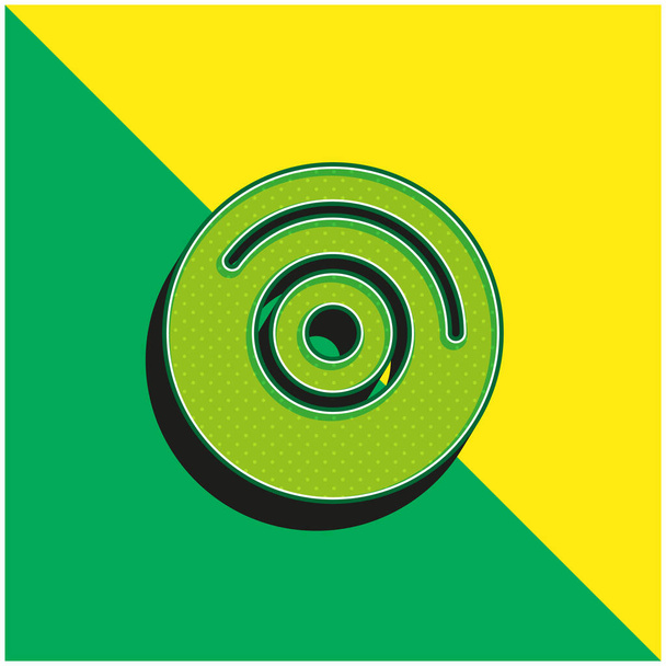 Disco de audio con blanco detalles verde y amarillo moderno vector 3d icono logo - Vector, imagen