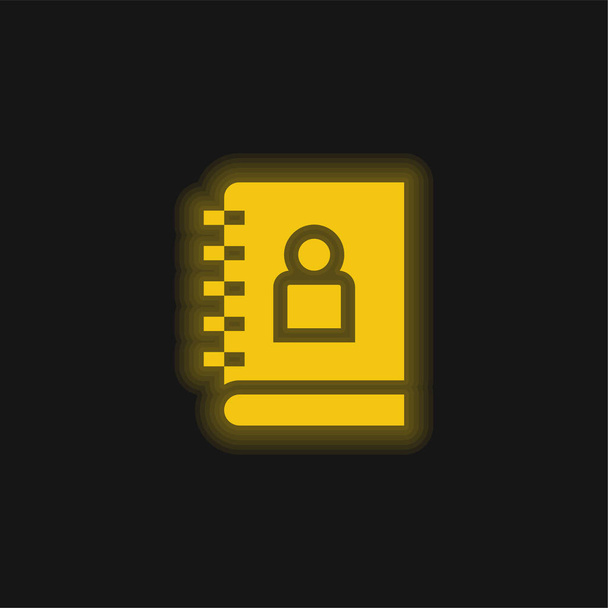 Адресна книга жовта піктограма світиться неоном
 - Вектор, зображення