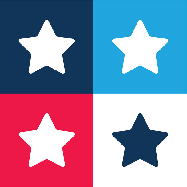 Bookmark Star blue and red four color minimal icon set - Vector, Image