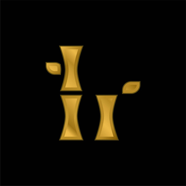 icône métallique plaqué or bambou ou vecteur de logo - Vecteur, image