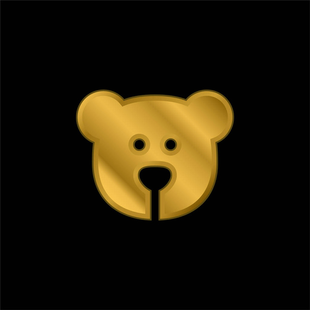 Медвежья позолоченная металлическая икона или вектор логотипа - Вектор,изображение