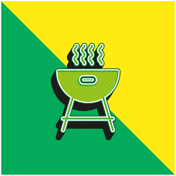 Grill Zielony i żółty nowoczesny 3D wektor ikona logo - Wektor, obraz