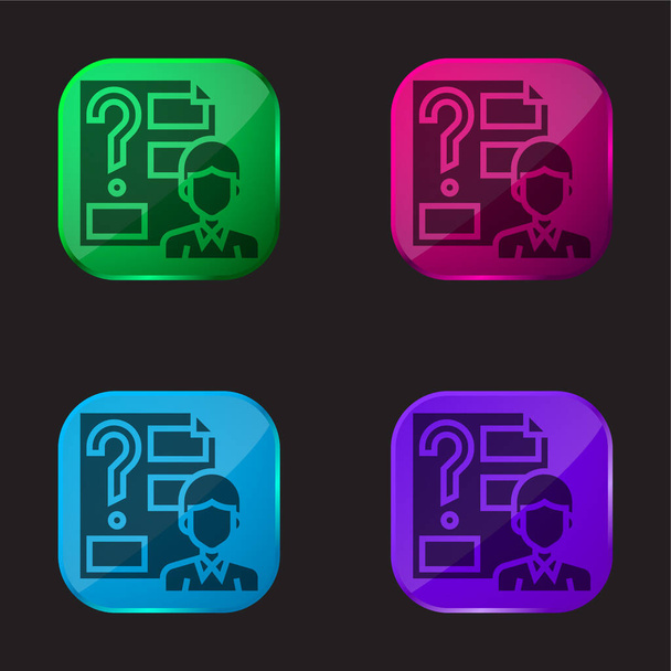 Відповідь чотири кольори піктограми скляної кнопки
 - Вектор, зображення