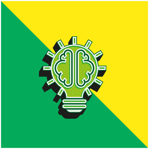 Cerveau Vert et jaune moderne icône vectorielle 3d logo - Vecteur, image