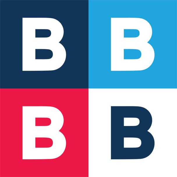 B青と赤の4色の最小アイコンセット - ベクター画像