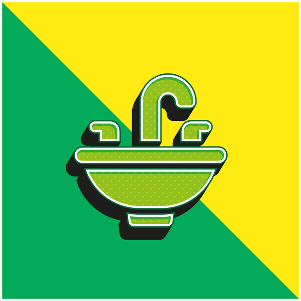 Bacia verde e amarelo moderno logotipo vetor 3d ícone - Vetor, Imagem