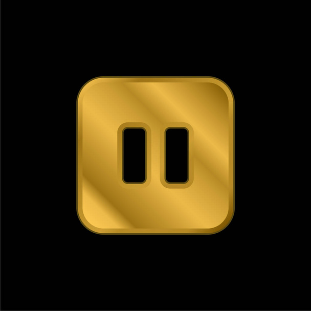 Big Pausa botão banhado a ouro ícone metálico ou vetor logotipo - Vetor, Imagem