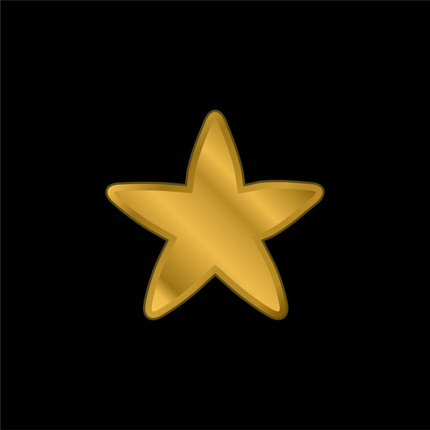 Estrella Redonda Negra chapado en oro icono metálico o logo vector - Vector, imagen