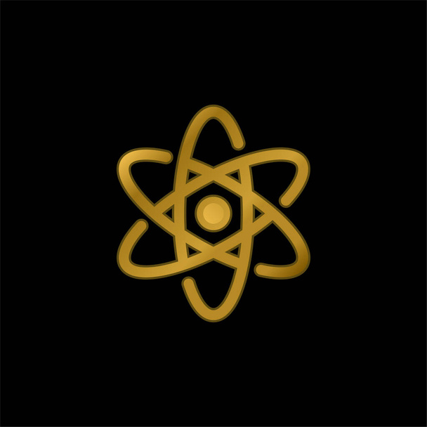 Atom pozlacené kovové ikony nebo vektor loga - Vektor, obrázek