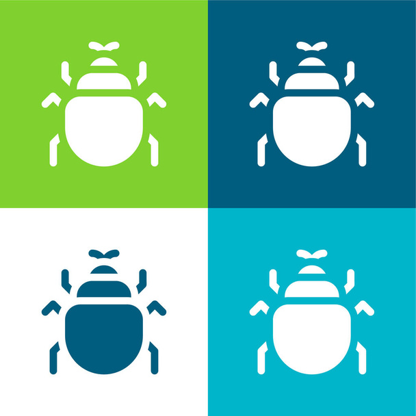 Beetle Flat čtyři barvy minimální ikona nastavena - Vektor, obrázek