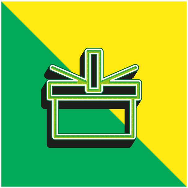 Корзина Зеленый и желтый современный 3D логотип векторной иконы - Вектор,изображение