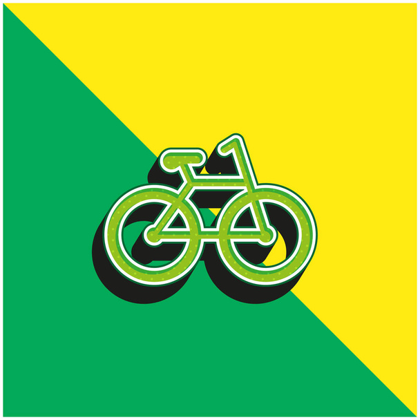 Bicicleta Verde e amarelo moderno logotipo vetor 3d ícone - Vetor, Imagem