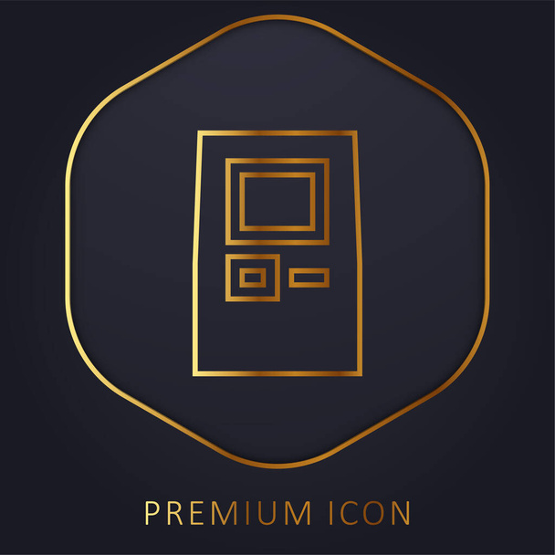 Atm Machine golden line premium logo or icon - Vector, Image