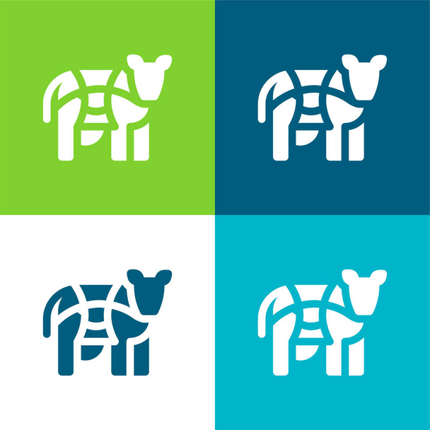 Beef Flat four color minimal icon set - Vector, Image
