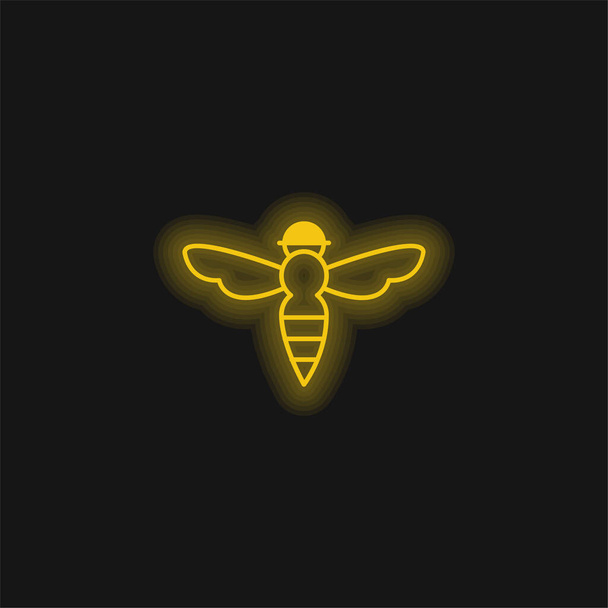 Bee With Sting Outline yellow glowing neon icon - Vector, Image
