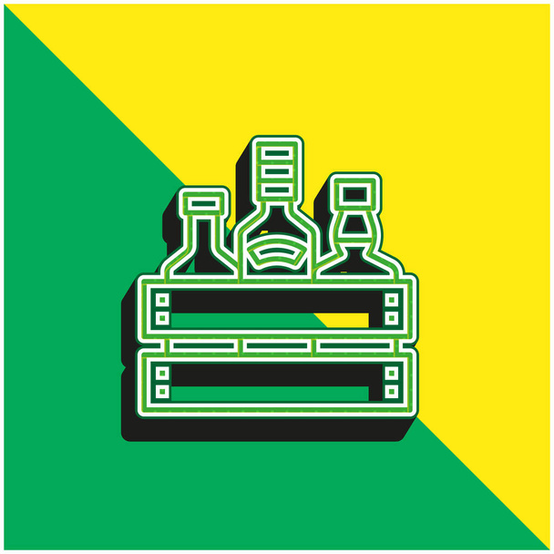 Alkol Yeşil ve Sarı Modern 3D vektör simgesi logosu - Vektör, Görsel