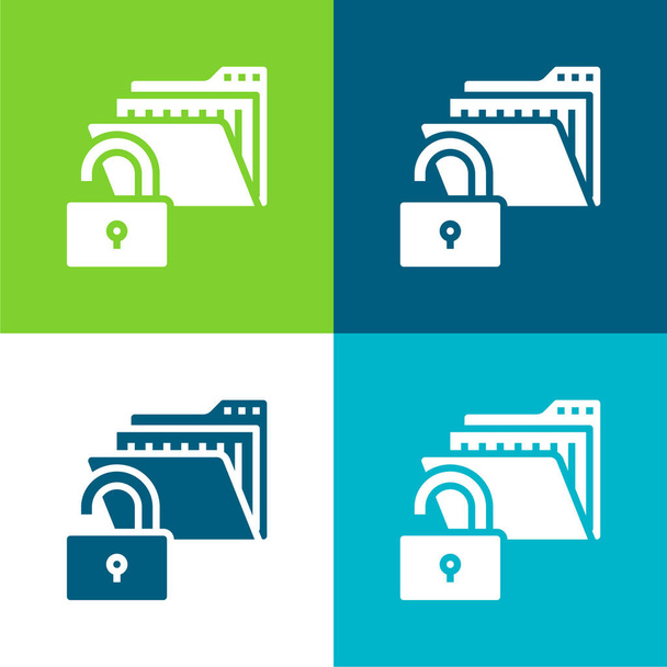 Access Set di icone minimali a quattro colori Flat - Vettoriali, immagini