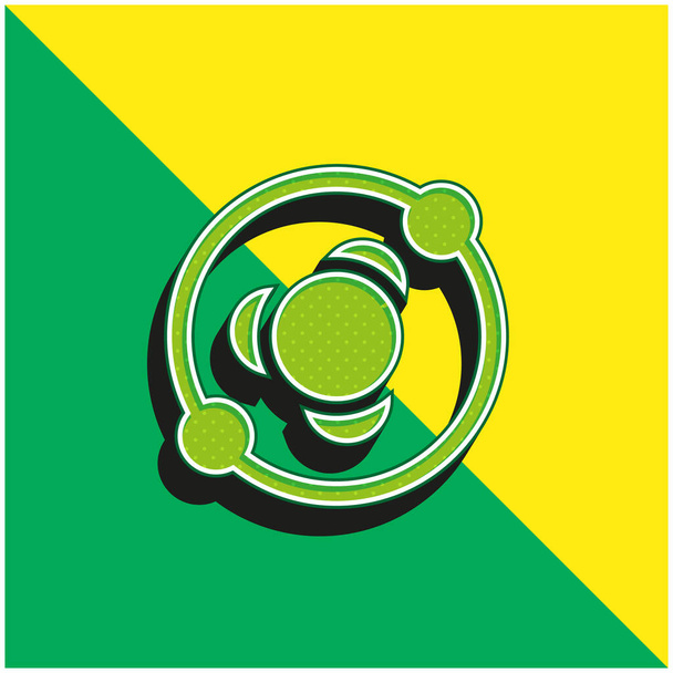 Atomstruktur Grünes und gelbes modernes 3D-Vektorsymbol-Logo - Vektor, Bild