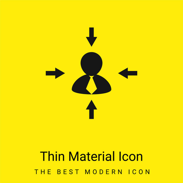Flechas En Diferentes Direcciones Señalando a Empresario mínimo icono de material amarillo brillante - Vector, Imagen