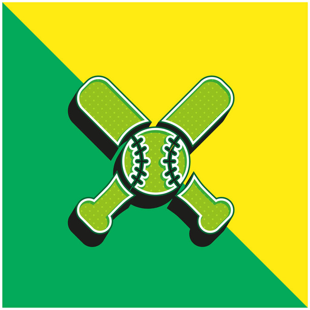 Bat verde y amarillo moderno logotipo del icono del vector 3d - Vector, Imagen
