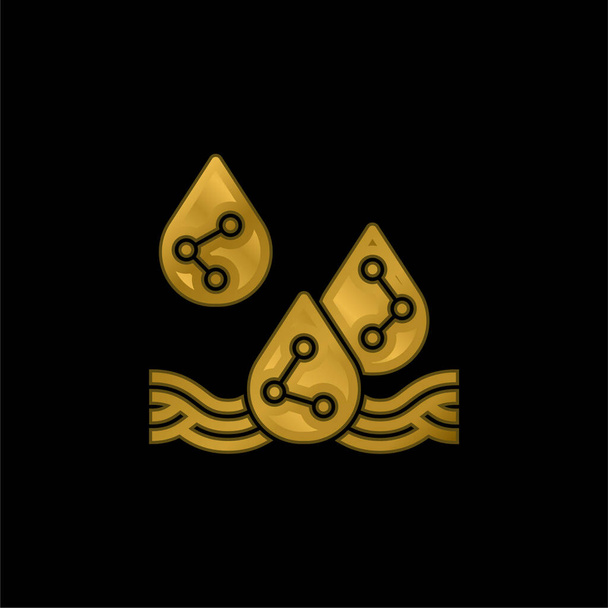 Ikona metaliczna lub wektor logo pozłacanego kwaśnego deszczu - Wektor, obraz