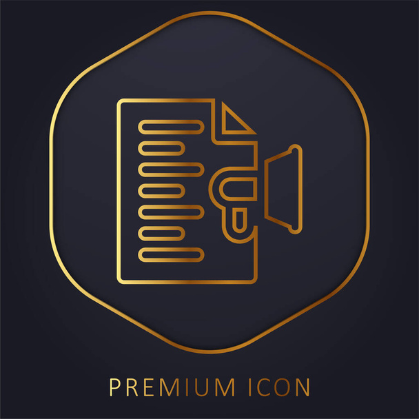 Publicidad línea de oro logotipo premium o icono - Vector, imagen