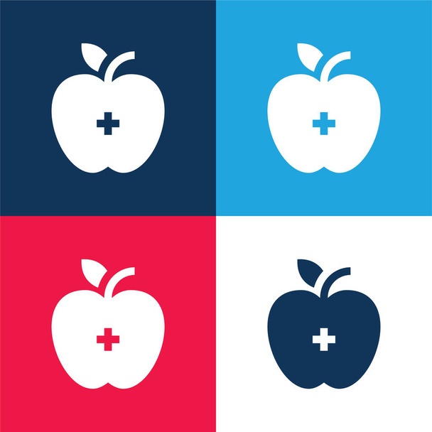 Apple青と赤の4色の最小アイコンセット - ベクター画像