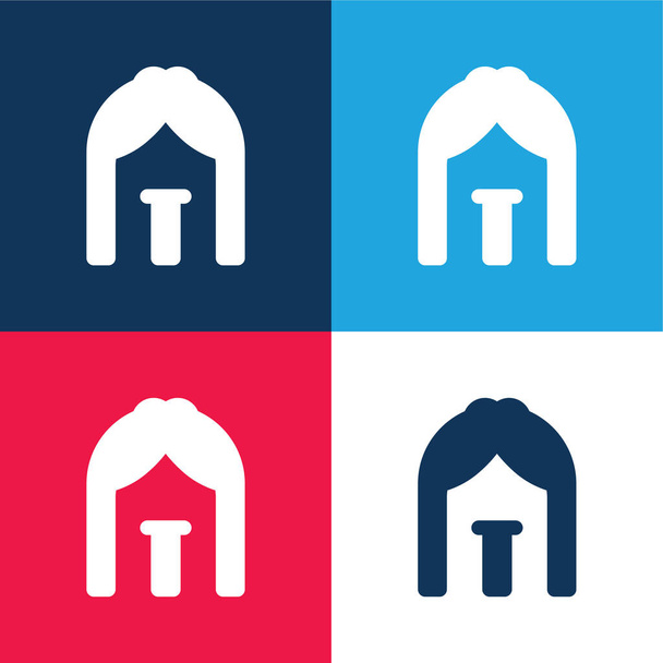 Arco azul y rojo conjunto de iconos mínimo de cuatro colores - Vector, Imagen