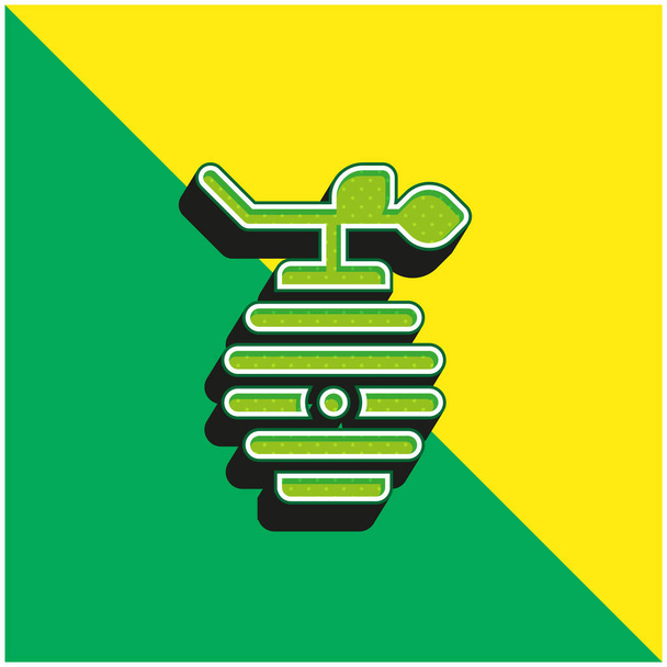Méhkas Zöld és sárga modern 3D vektor ikon logó - Vektor, kép
