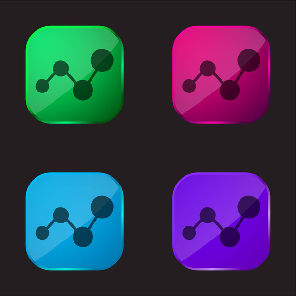 Σύμβολο Διάγραμμα Αναλυτική τέσσερα εικονίδιο κουμπί γυαλί χρώμα - Διάνυσμα, εικόνα