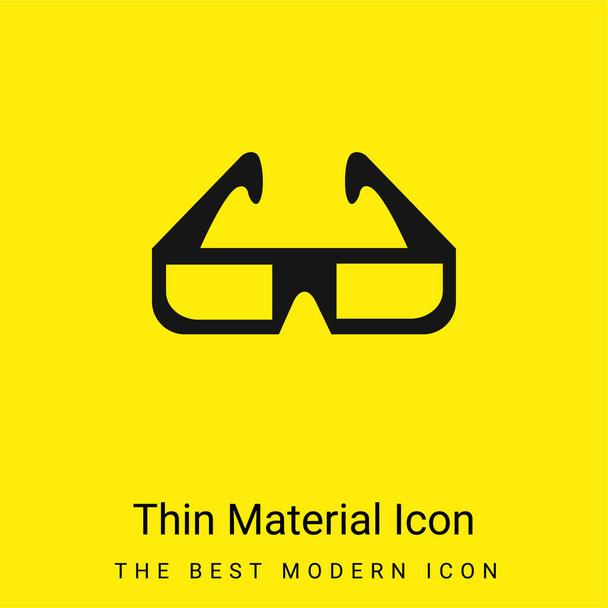 Gafas 3d mínimo icono de material amarillo brillante - Vector, Imagen