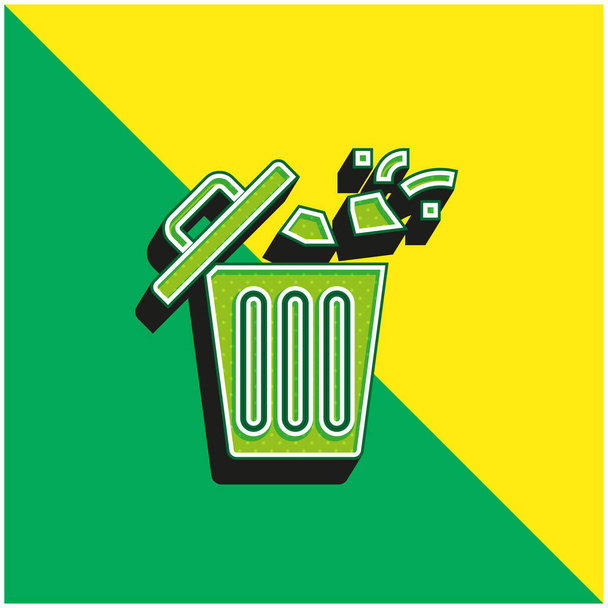 Bin Groen en geel modern 3D vector icoon logo - Vector, afbeelding