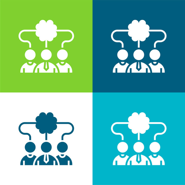 Brainstorming Flat four color minimal icon set - Vector, Image