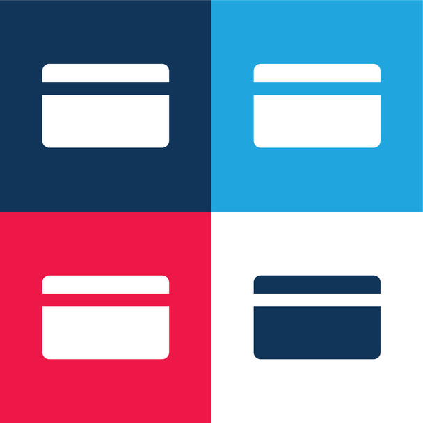 銀行クレジットカード青と赤の4色の最小アイコンセット - ベクター画像