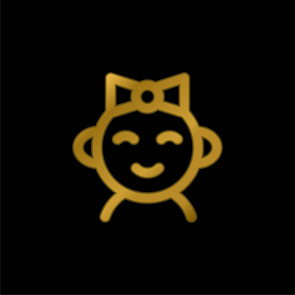 Baby Girl banhado a ouro ícone metálico ou vetor logotipo - Vetor, Imagem