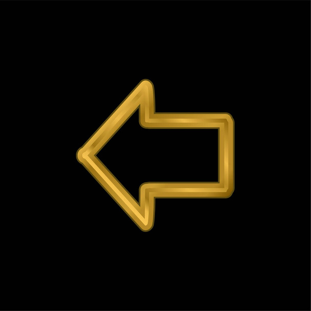 Sol El 'i gösteren ok Çizilmiş altın kaplama metal ikon veya logo vektörü - Vektör, Görsel