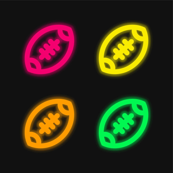 Американський футбол Чотири кольори світяться неонова векторна ікона - Вектор, зображення