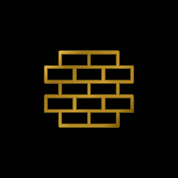 レンガ壁の金メッキ金属アイコンやロゴベクトル - ベクター画像