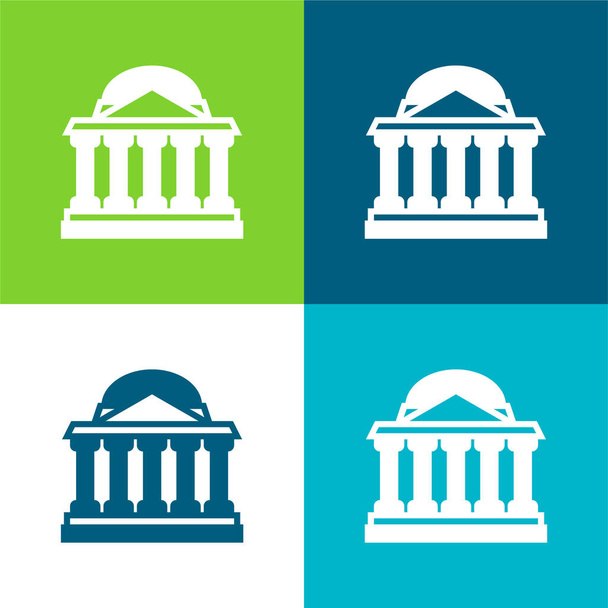 Banco plano de cuatro colores mínimo icono conjunto - Vector, imagen