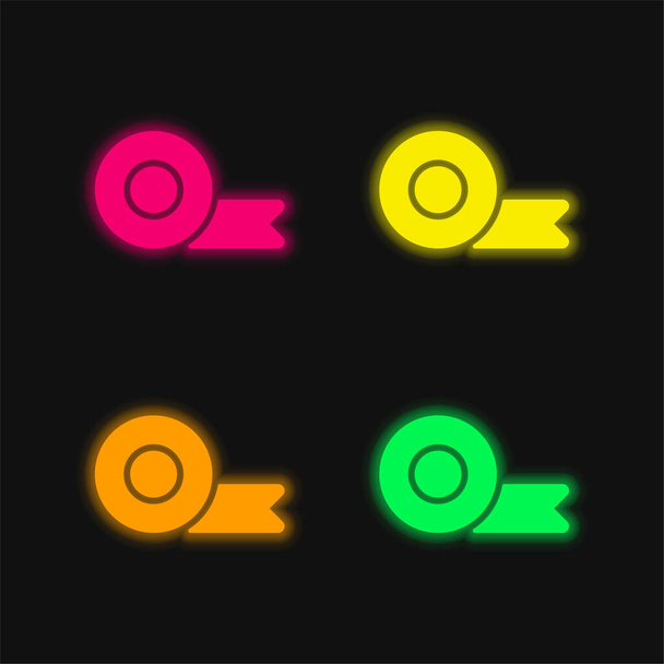 Κολλητική ταινία τεσσάρων χρωμάτων λαμπερό εικονίδιο διάνυσμα νέον - Διάνυσμα, εικόνα
