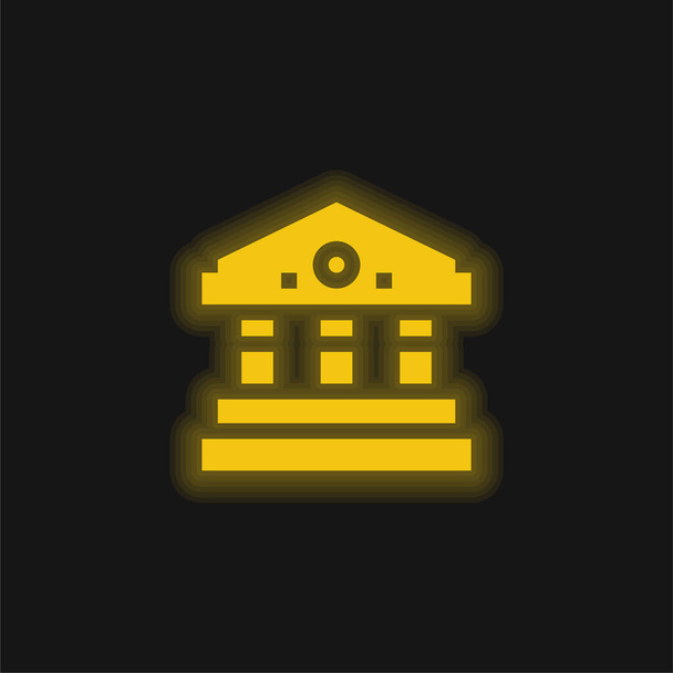 Bank sárga izzó neon ikon - Vektor, kép