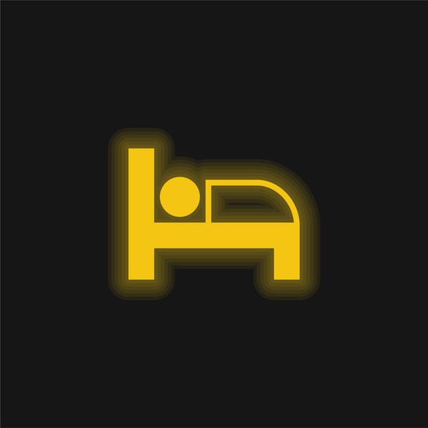 Letto giallo icona al neon incandescente - Vettoriali, immagini