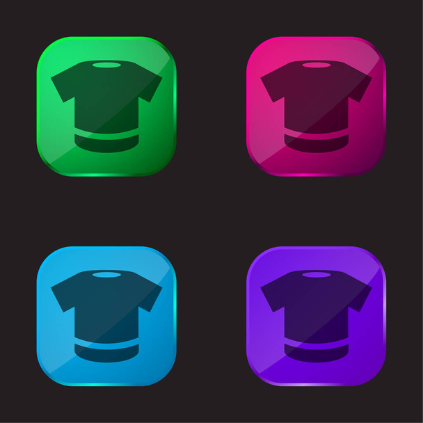 Black Shirt four color glass button icon - Vector, Image