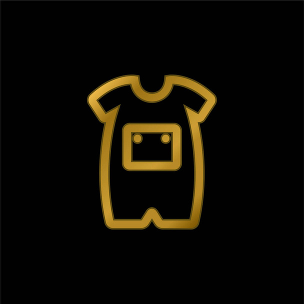 Onesie bambino con frontale Pocket Outline oro placcato icona metallica o logo vettore - Vettoriali, immagini