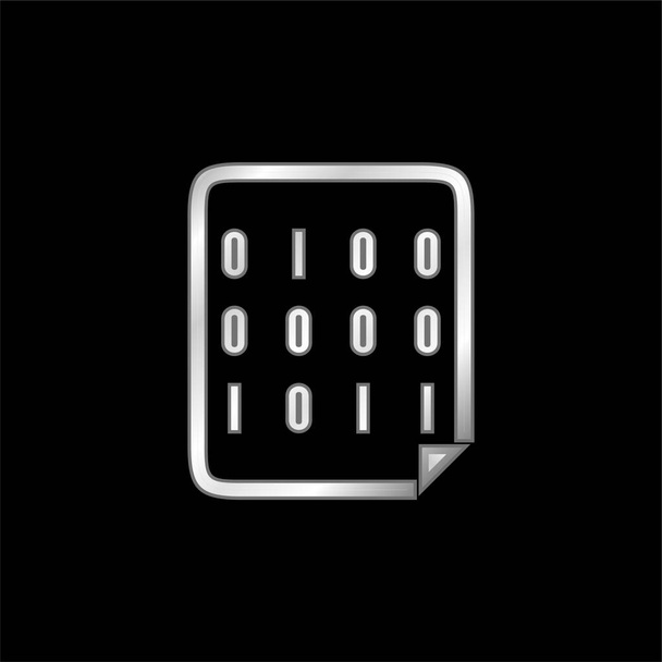 Bináris kód ezüst lemezelt fém ikon - Vektor, kép